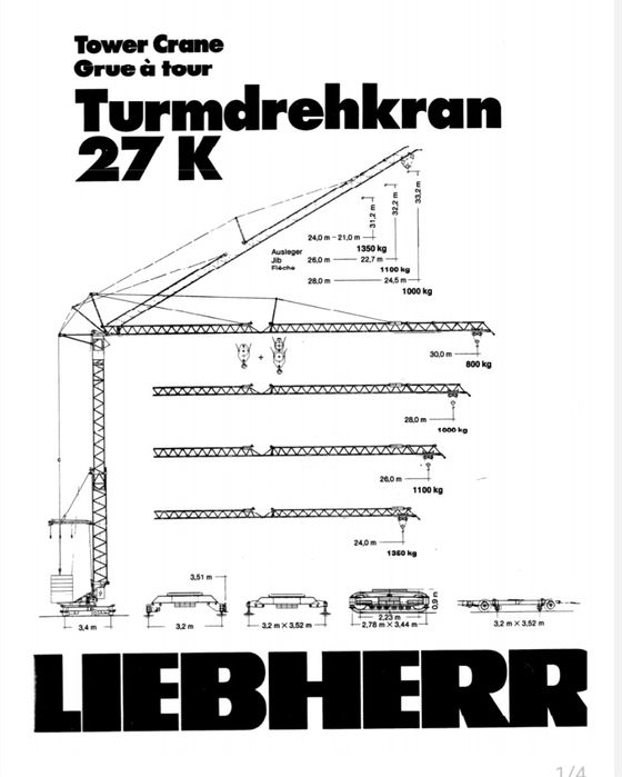 Аренда продажа башенных кранов КБ 403 408 308 Potain Liebherr