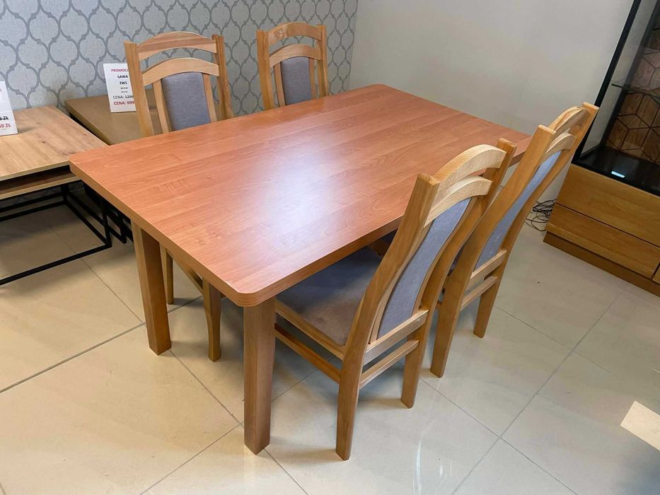 (266WN) Stół olcha rozkładany + 4 krzesła, okazja 799 zł