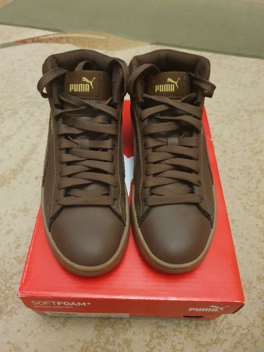 Хайтопи полуботіночки оригінал Puma в трендовому шоколадному кольорі