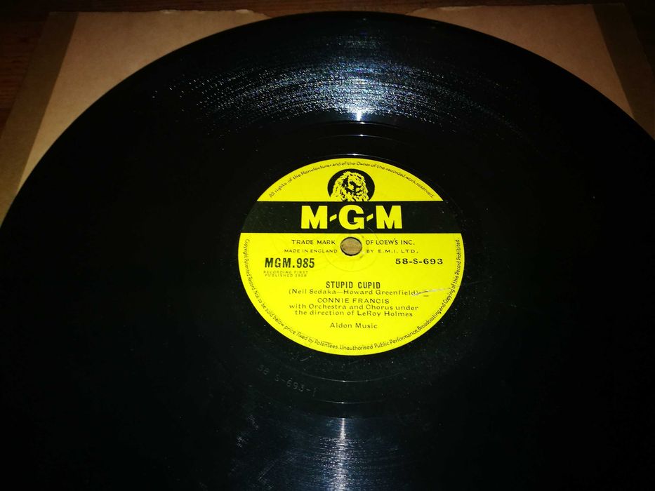 CONNIE FRANCIS- Carolina Moon/Stupid Cuppid (Ed ING-1958-78rpm) 10'