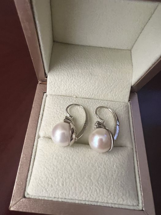 Серьги с бриллиантами и жемчугом