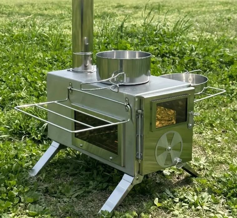 Piec turystyczny nierdzewny kominek przenośny piecyk  koza
