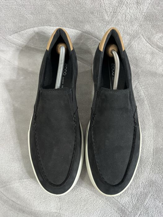 ECCO Cathum Moc Toe Sneakers Slippers moccasins size 45 czarne mokasyny buty wsuwane