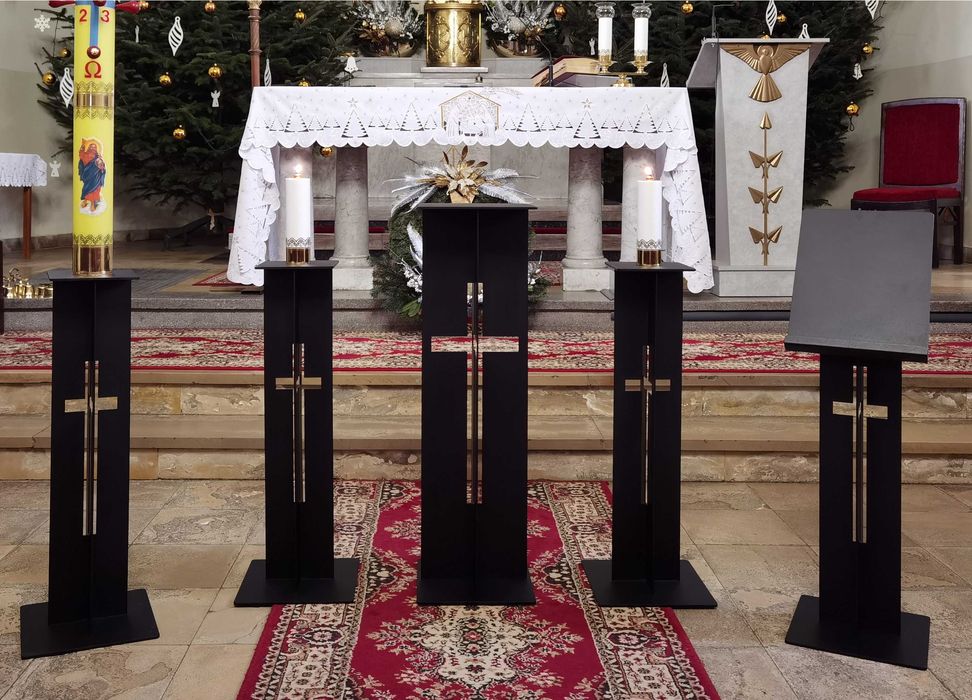 Katafalk - stojak na urnę, zdjęcie, świecę, paschał - zestaw 5 el.