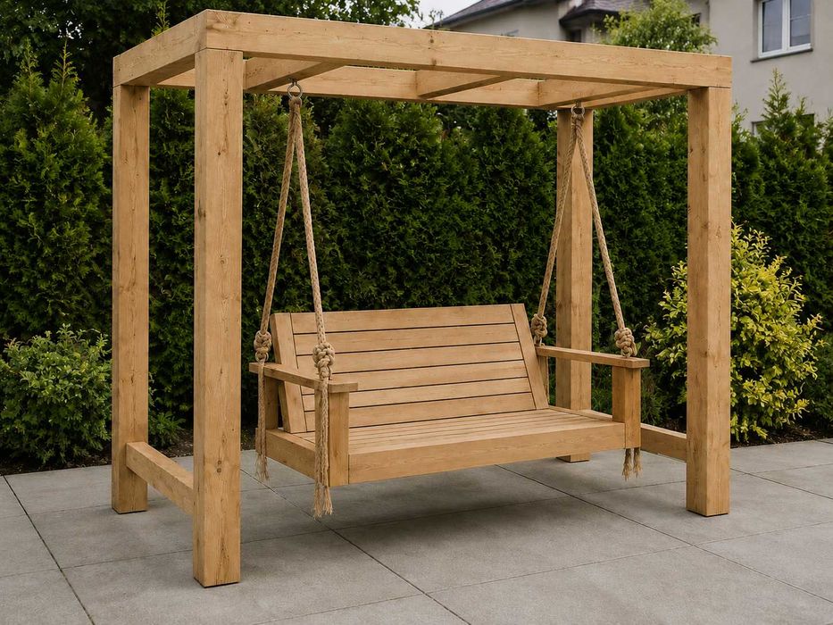 Przystań 160 – kompaktowa pergola z huśtawką | montaż w cenie, Pergola z huśtawką ogrodową 160 cm, 12x12, barwienie w cenie