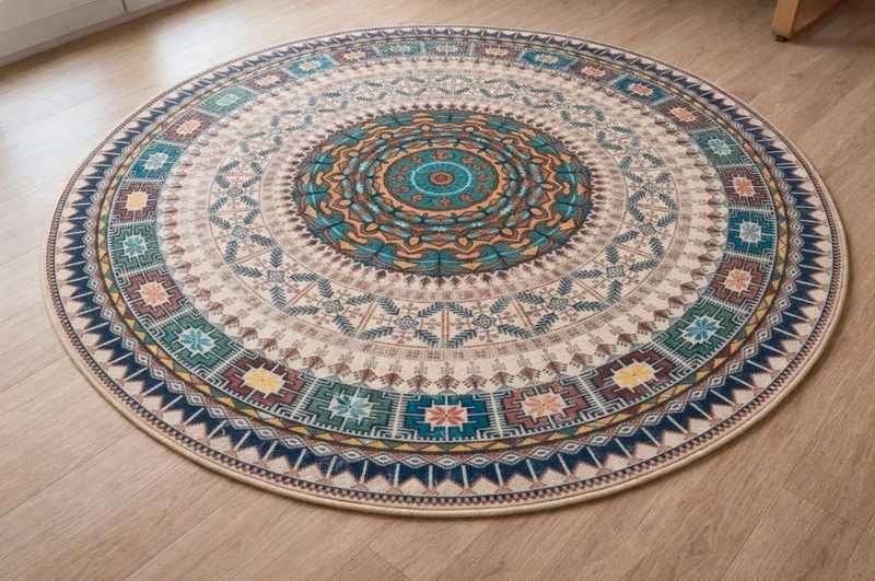Okrągły dywan vintage boho 150 cm, antypoślizgowy