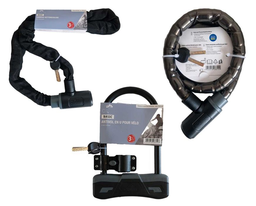 3x zapięcie rowerowe zamykanie blokada łańcuch U-lock linka pancerz 3s
