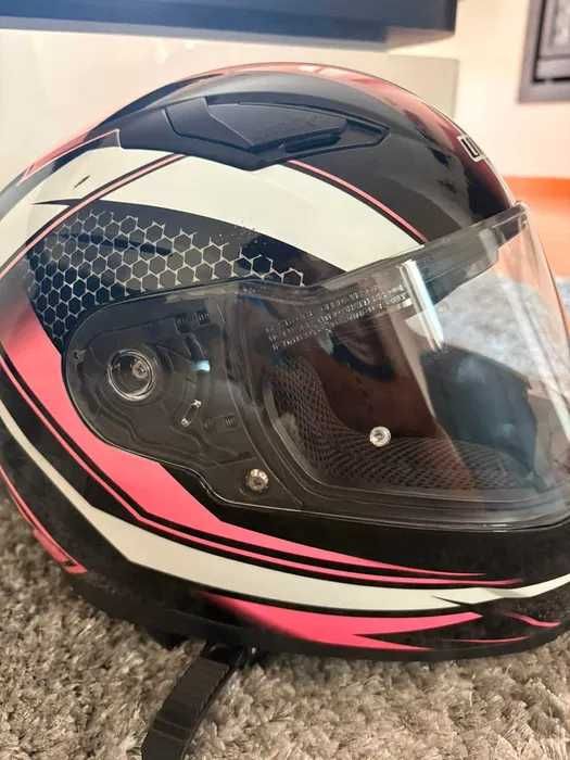 Capacete mota UNIK rosa (XS) + comunicador