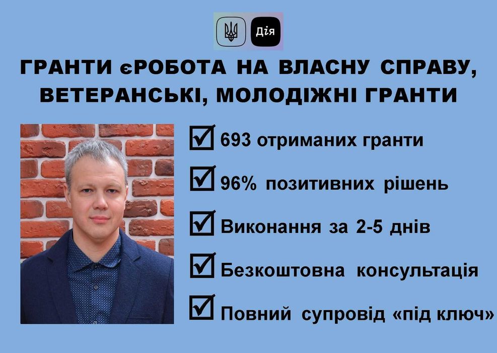Бізнес-план ГРАНТ єРобота Дія. Супровід під ключ! Виграно 693 гранти!