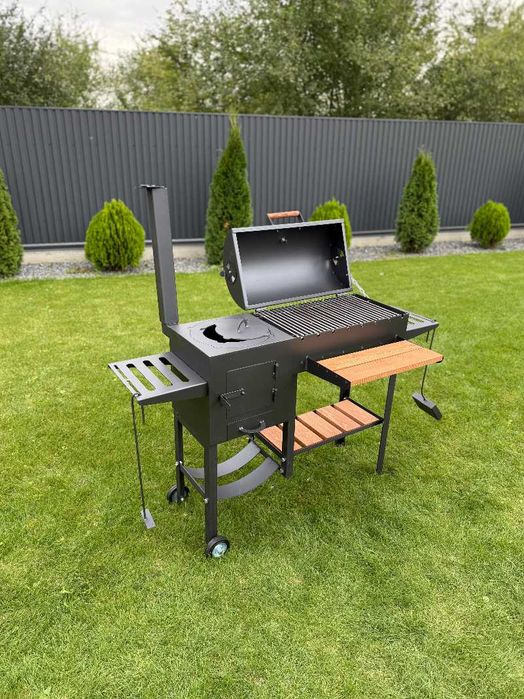 УВАГА / Мангал гриль барбекю з пічкою під казан метал 4 мм ПОСИЛЕНИЙ