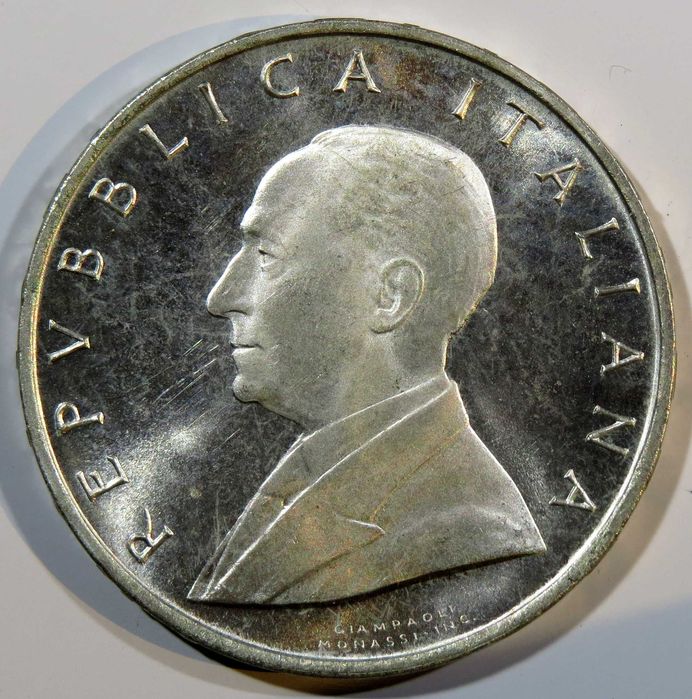 MOEDA Italia 500 Liras 1974 PROOF PRATA