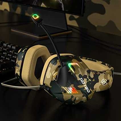 Tatybo auriculares Gaming com microfone e 4 modo de luz RGB