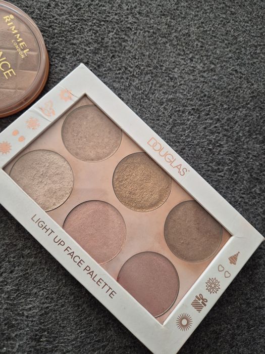 Zestaw bronzer i rozświetlacze douglas,The balm i rimmel
