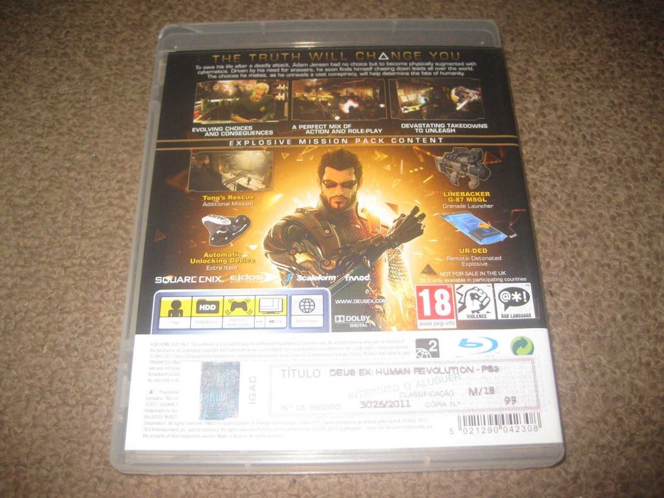 Jogo "Deus EX: Human Revolution" para Playstation 3/Completo!