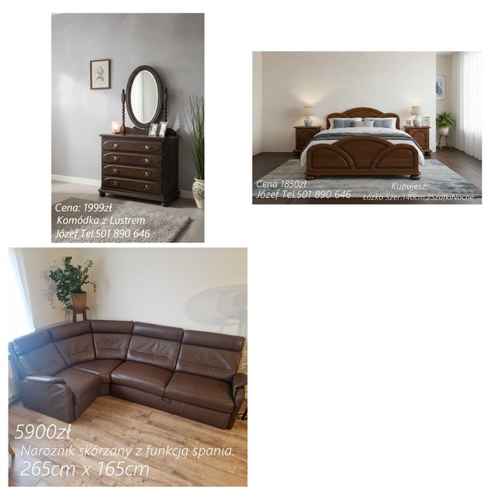 Piękna Sypialnia Dębowa *Meble-do-sypialni*Łóżka-Szafy-Szafki-Nocne...