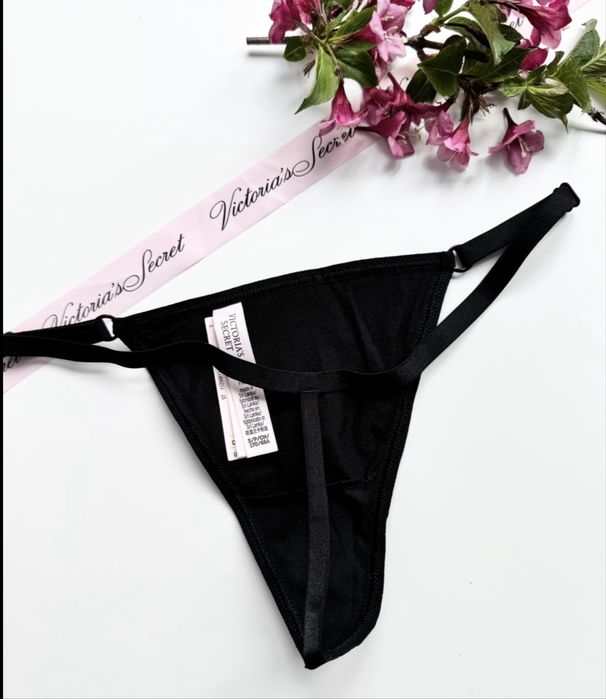 Czarne stringi z cekinami błyszczące Victoria’s Secret