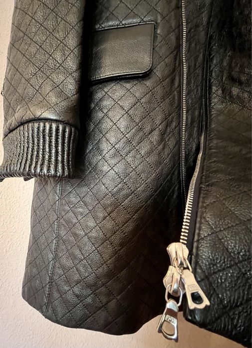 Мужская кожаная куртка - пальто