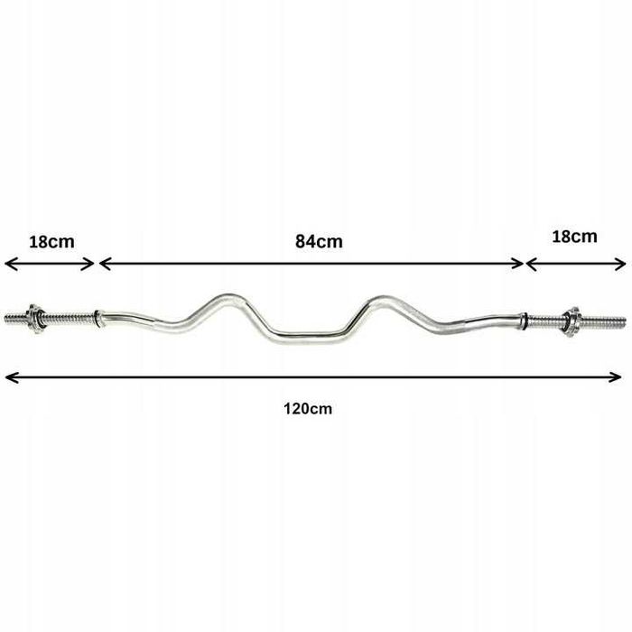 GRYF mocno łamany SZTANGA 120cm 28mm stalowy na siłownię