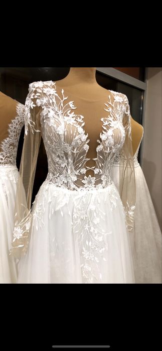 Suknia sukienka ślubna z długim rękawem XS