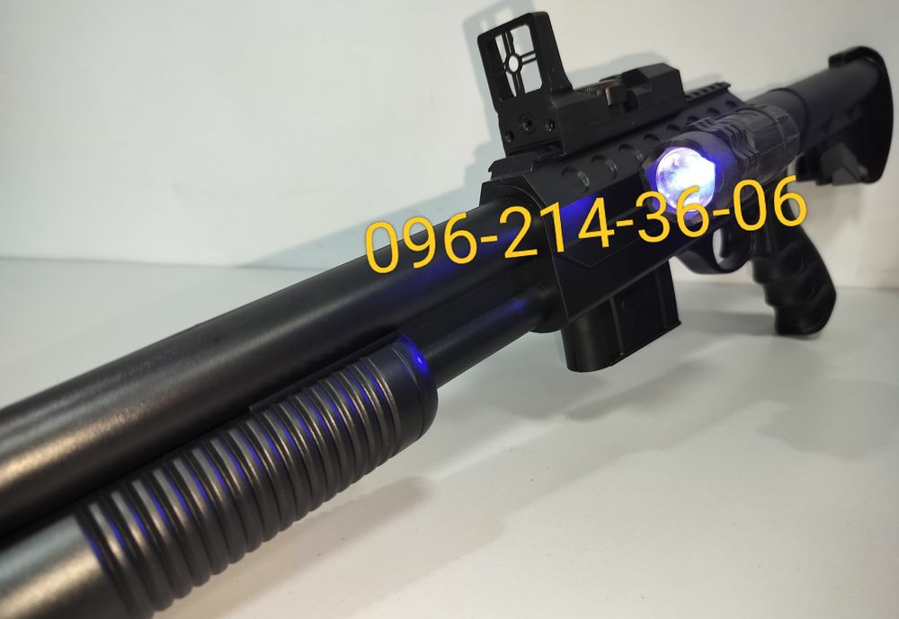 Детский дробовик ружье винчестер игрушка на пластиковых пульках фонарь