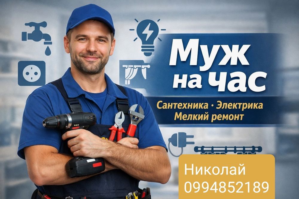 Муж на час.Электрик.Сантехник.Кровля. Ремонт.