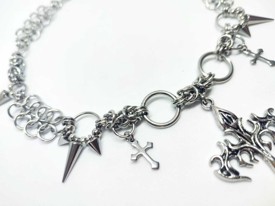 Choker stal chirurgiczna hipoalergiczny goth krzyże kolce