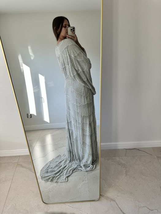 Suknia ślubna ślub cywilny poprawiny ASOS 46 cekiny tren wesele