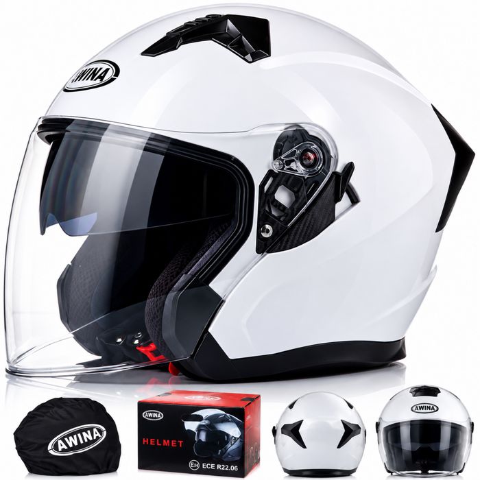NOWY Otwarty KASK Motocyklowy BIAŁY Skuter Choper ECER 22.06 BLENDA XL