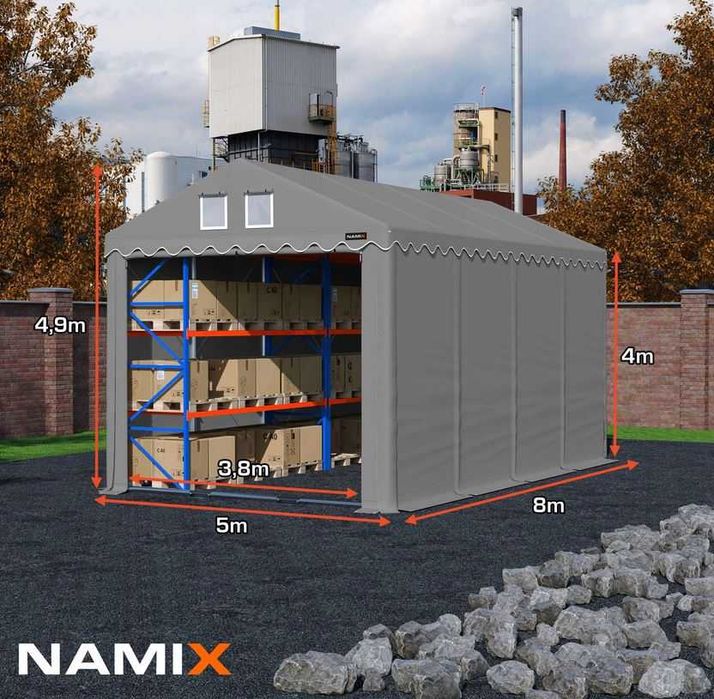 Namiot PRESTIGE 5x8-4m przemysłowy magazynowy MOCNY PVC 560g