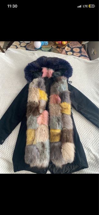 Parka kurtka zimowa  futro naturalne xl