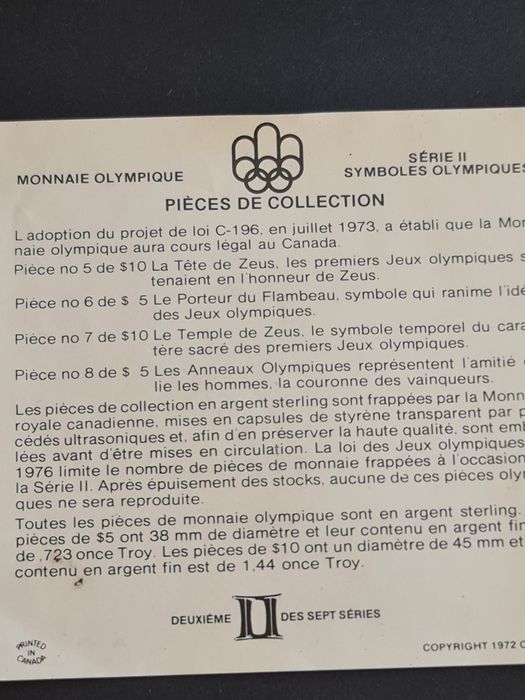 Moedas em prata 1976 Olipiadas