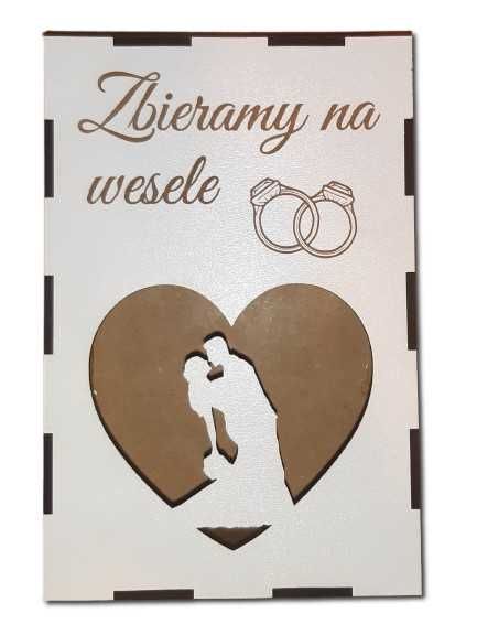 Skarbonka drewniana, ślub, wesele, dąb sonoma ,amari, biały, czarny