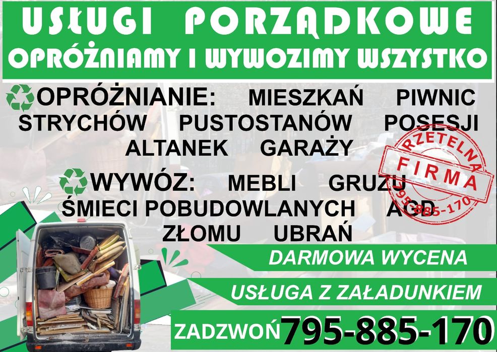 Wywóz, utylizacja, porządki, remont, gabaryty, smieci