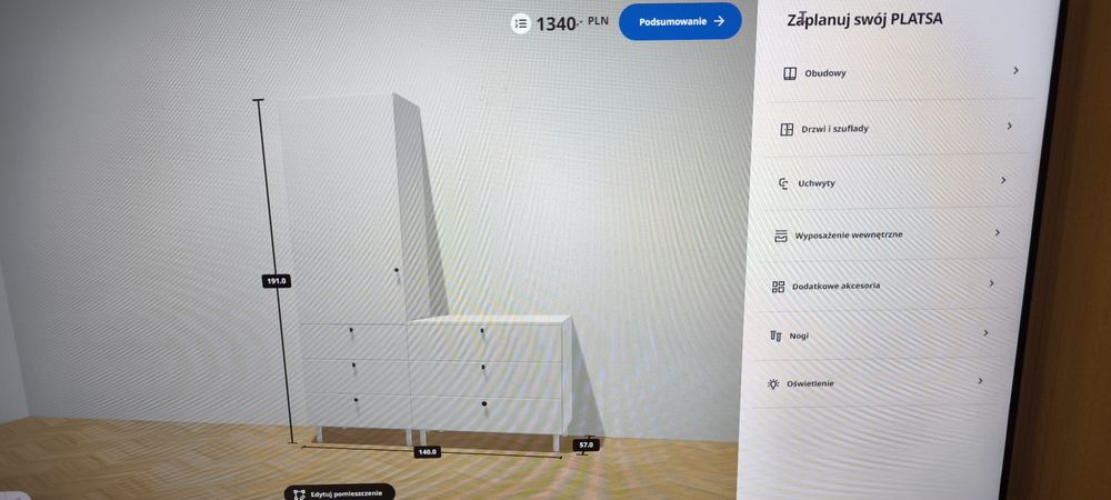 IKEA plasta komoda oraz szafa