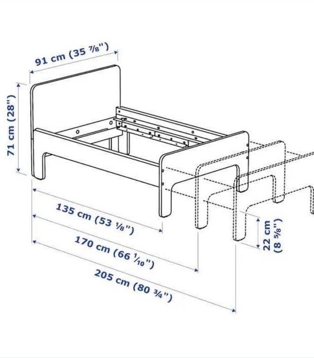 Sprzedam łóżko rosnące IKEA SLÄKT 80x200.