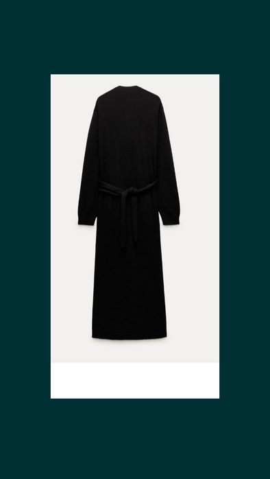 Zara kaszmir  długa sukienka dzianinowa  l  Czarna  limitowana edycja