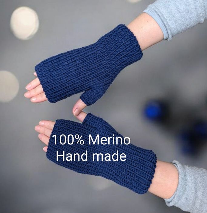 100% Merino Mitenki bez palców Hand made