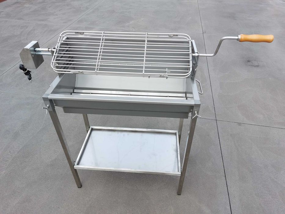 Grelhador Inox AISI 304 - 3 Frangos com Prateleira de Apoio