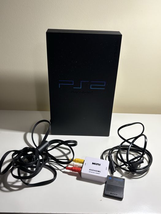consola ps2 com conversor e cartão de memória