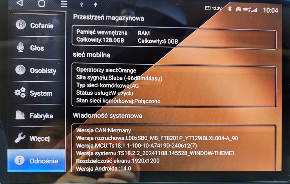 Radio Android ekran 13 cali 6gb/128gb