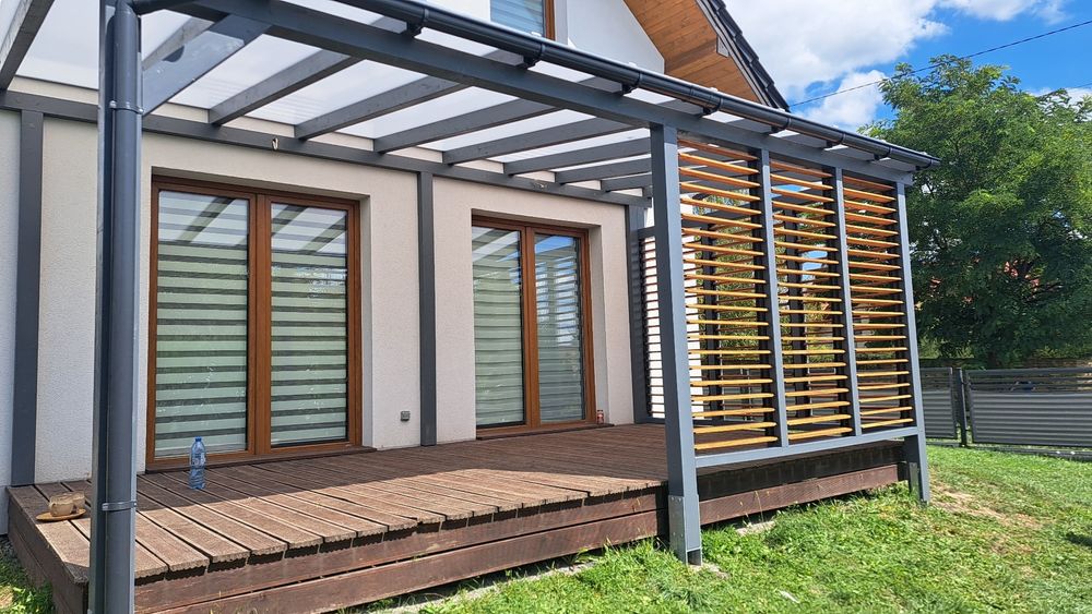 Pergole zadaszenia tarasów wiaty zabudowa tarasu