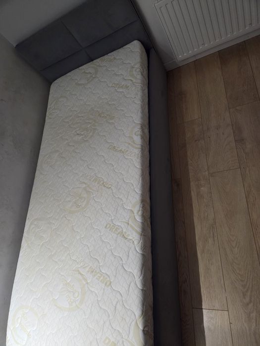 Łóżko 80x200 szare tkanina Welurowa