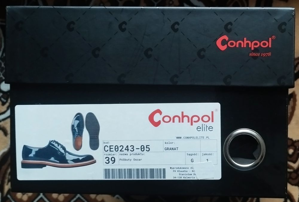 Buty Conhpol półbuty lakierki Oscar CE0243-05