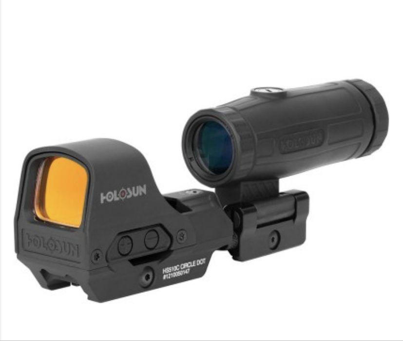 Приціл коліматора Holosun Open Reflex HS510C 2 MOA швидкознімний + збільшувач Holosun HM3X 3x на Weaver