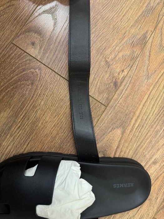 Шлепки Hermes CHYPRE SANDAL ОРИГИНАЛ Мужские Черные Сандалии Шлепанцы