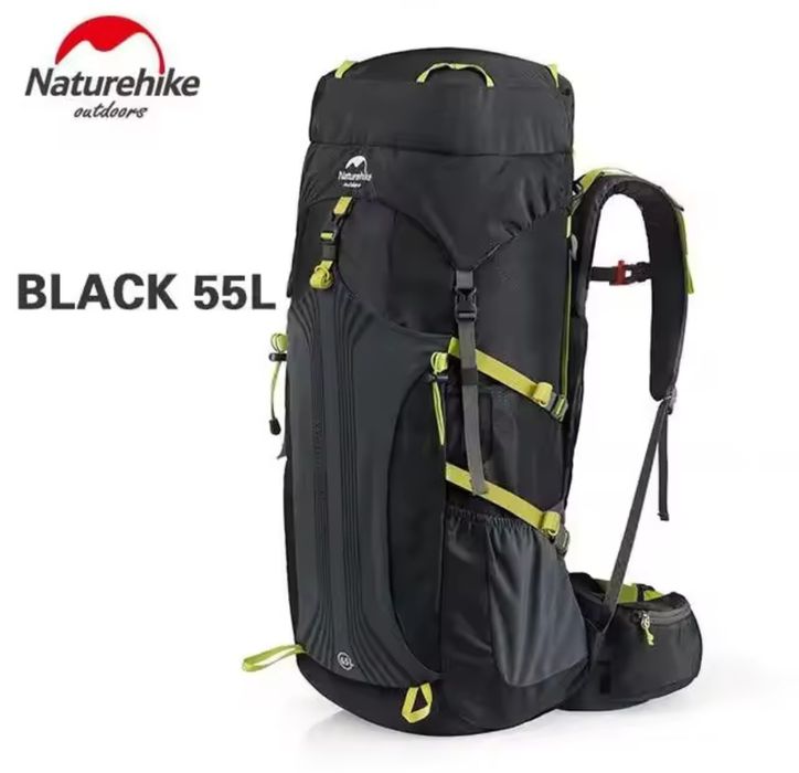Рюкзак туристичний Naturehike чорний  55 + 5л  наплічник похідний