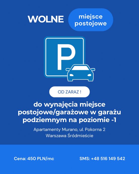 Miejsce postojowe do wynajęcia ul. Pokorna