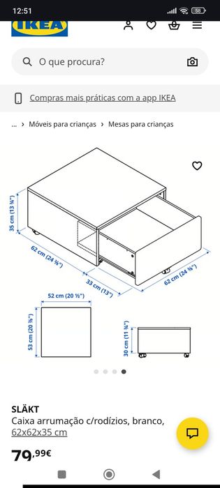 Cama solteiro Slakt e 2 caixas arrumação com rodízios