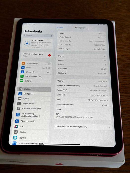 iPad 10 Gen. 64GB Wi-Fi + Cellular