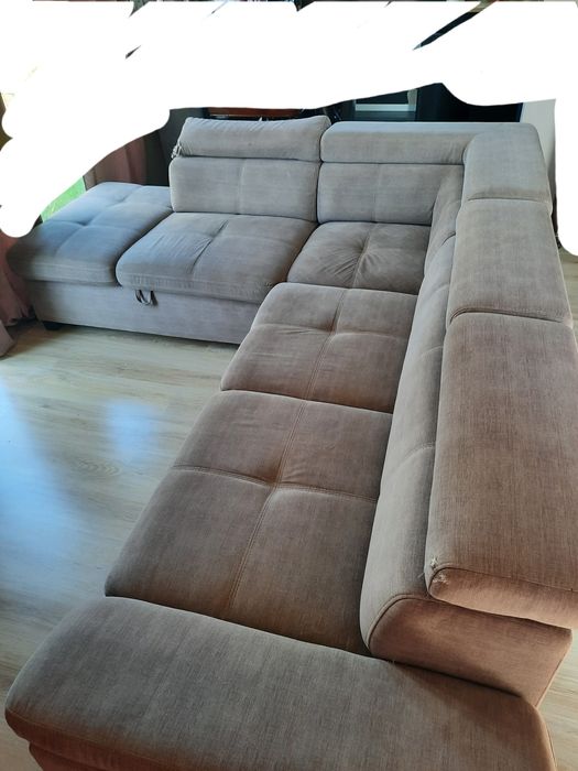 Sofa rozkładana, 5 osobowa, szara